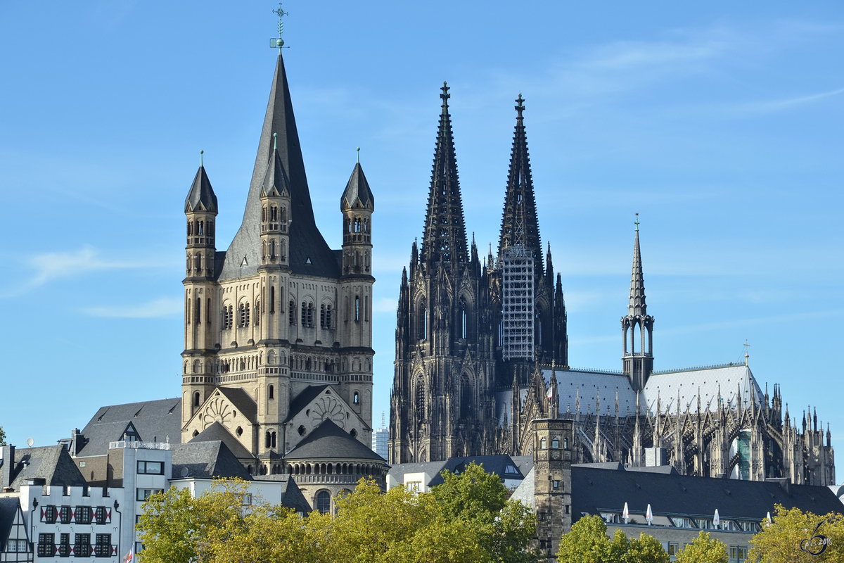 Die Kirche Gro St. Martin und der Dom in Kln (Oktober 2011)