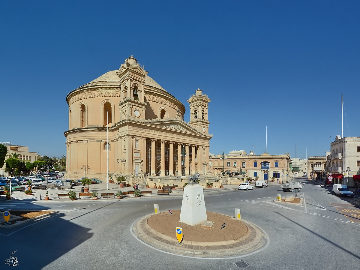 Die Kirche Maria Himmelfahrt in Mosta wurde 1860 geweiht. (Oktober 2017)