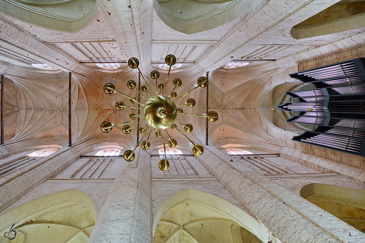 Die Kirchendecke in der St.-Petri-Kirche, so gesehen Mitte August 2013 in Wolgast.