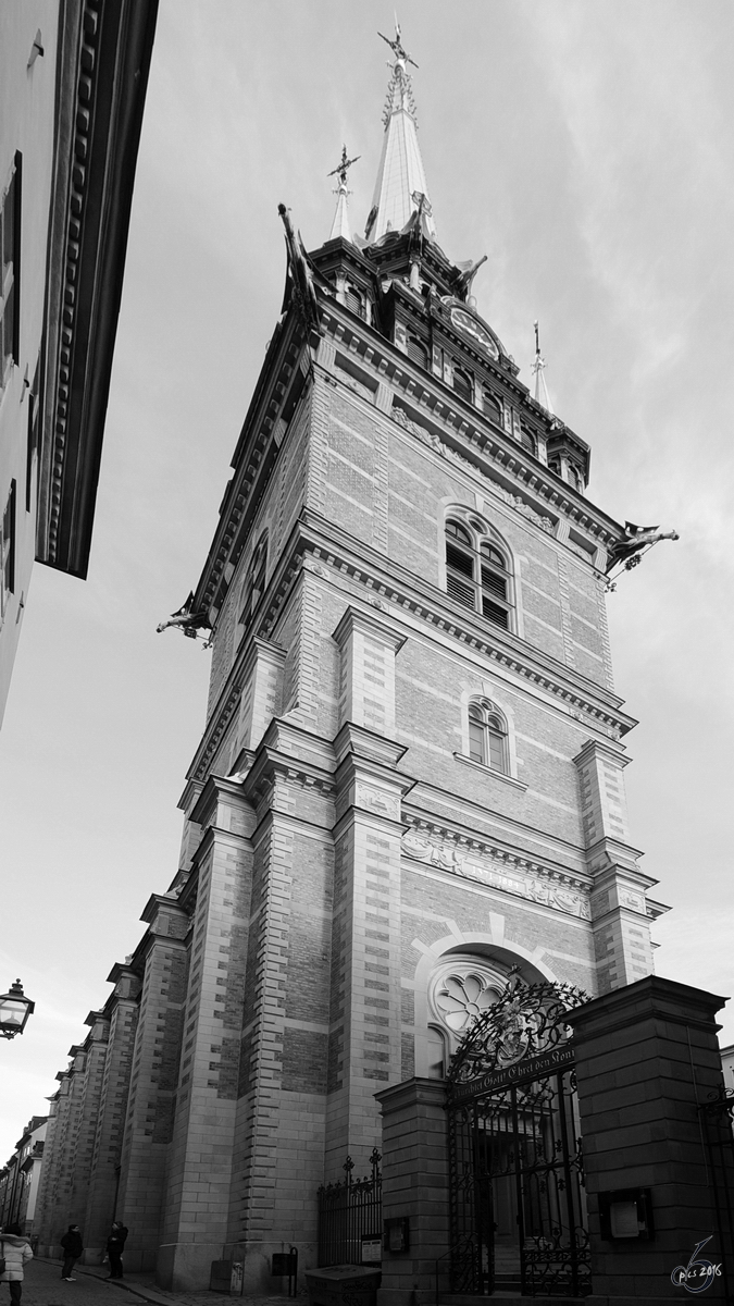 Die lutherische  Deutsche Kirche  im Herzen von Stockholm ist der heiligen Gertrud von Nivelles geweiht, die auch als Schutzpatronin der Reisenden gilt. (Oktober 2011)