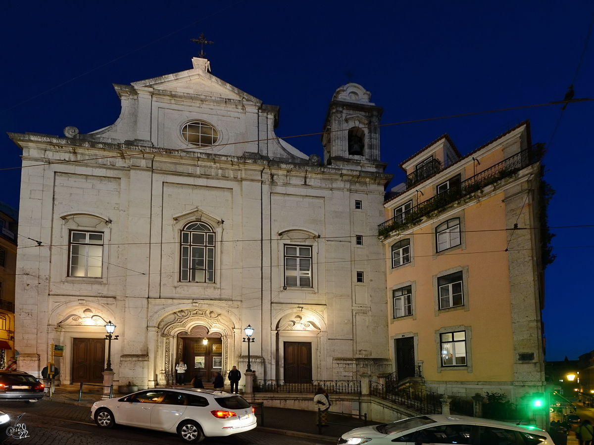 Die Magdalena-Kirche (Igreja de Santa Maria Madalena) musste nach einem Brand, der Zerstrung durch einen Zyklon und durch ein Erdbeben mehrfach wieder aufgebaut werden. Diese Version im manuelinischer Stil stammt aus der Mitte des 19. Jahrhunderts. (Lissabon, Januar 2017)
