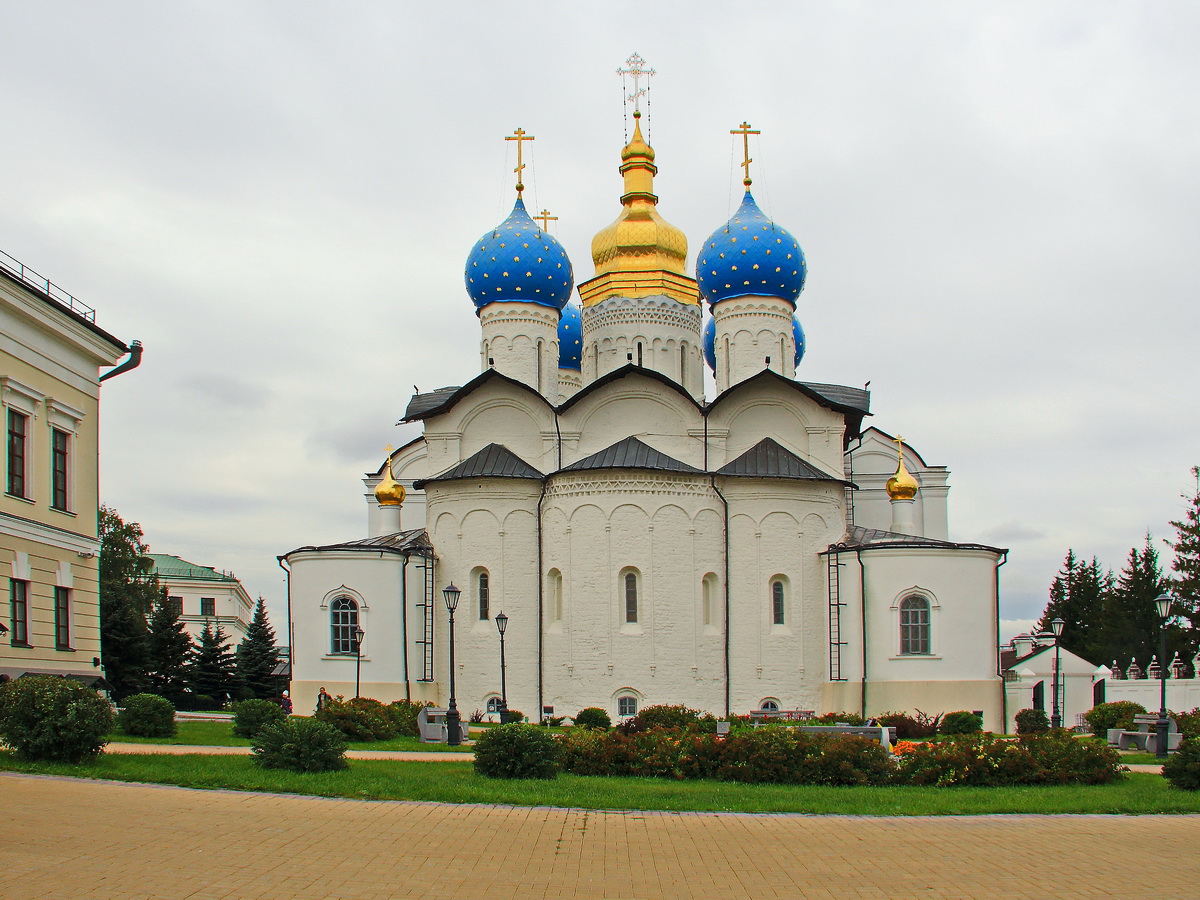 Die Mari-Verkndigungs-Kathedrale im Kasaner Kreml ist ein Baudenkmal der russischen Kultur, gesehen am 11. September 2017.