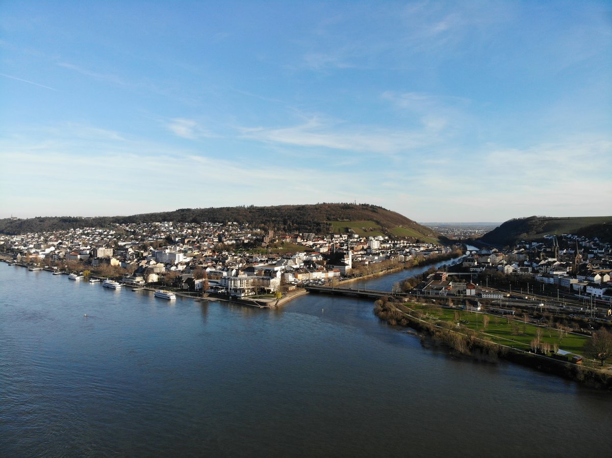 Die Nahe Mündung in Bingen am Rhein; 15.03.2020