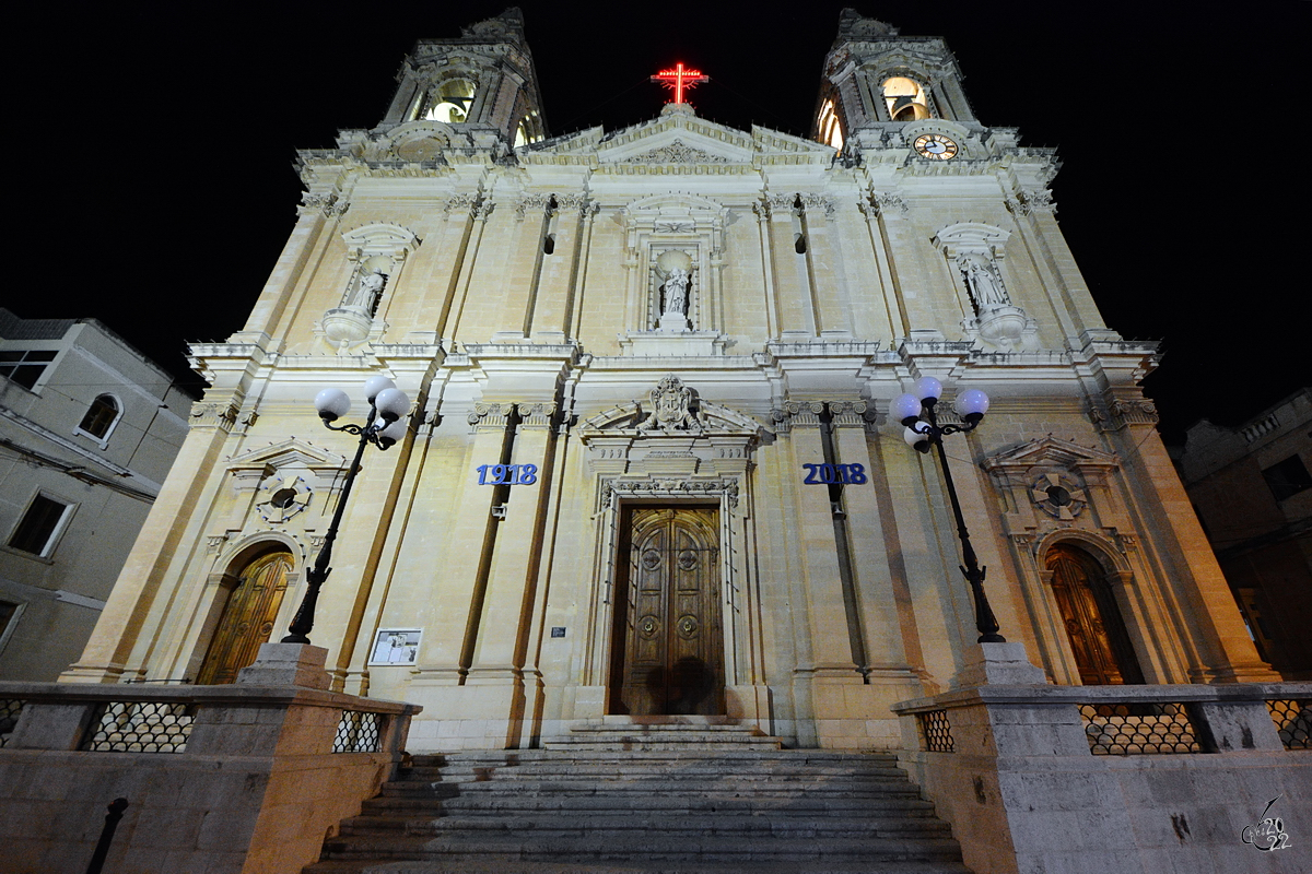 Die Pfarrkirche Sacro Cuor (Il-Madonna tas‑Sacro Cuor) wurde 1881 geweiht. (Sliema, Oktober 2017)