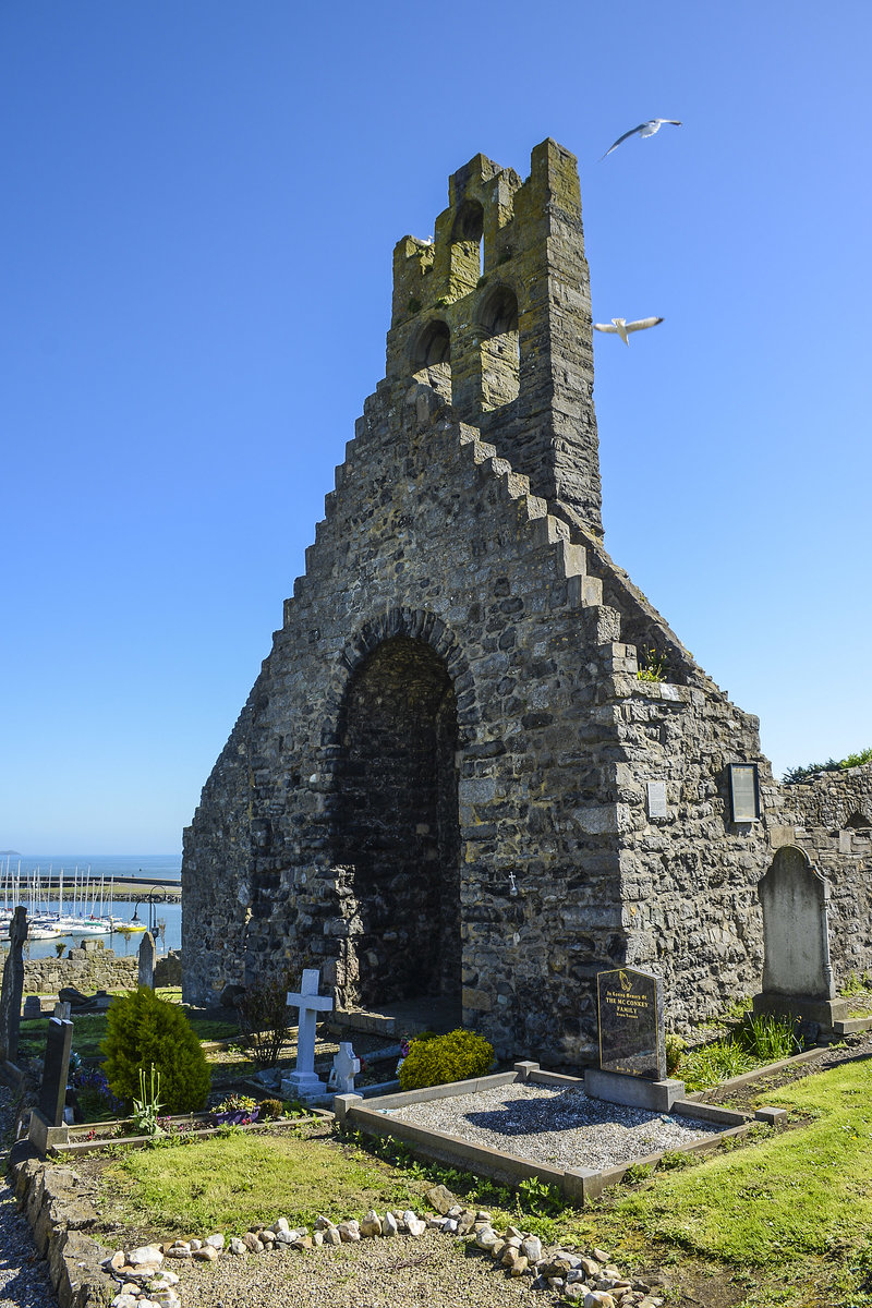 Die Ruinen von St. Mary's Abbey in Howth stlich von Dublin. Aufnahme: 12. Mai 2018.