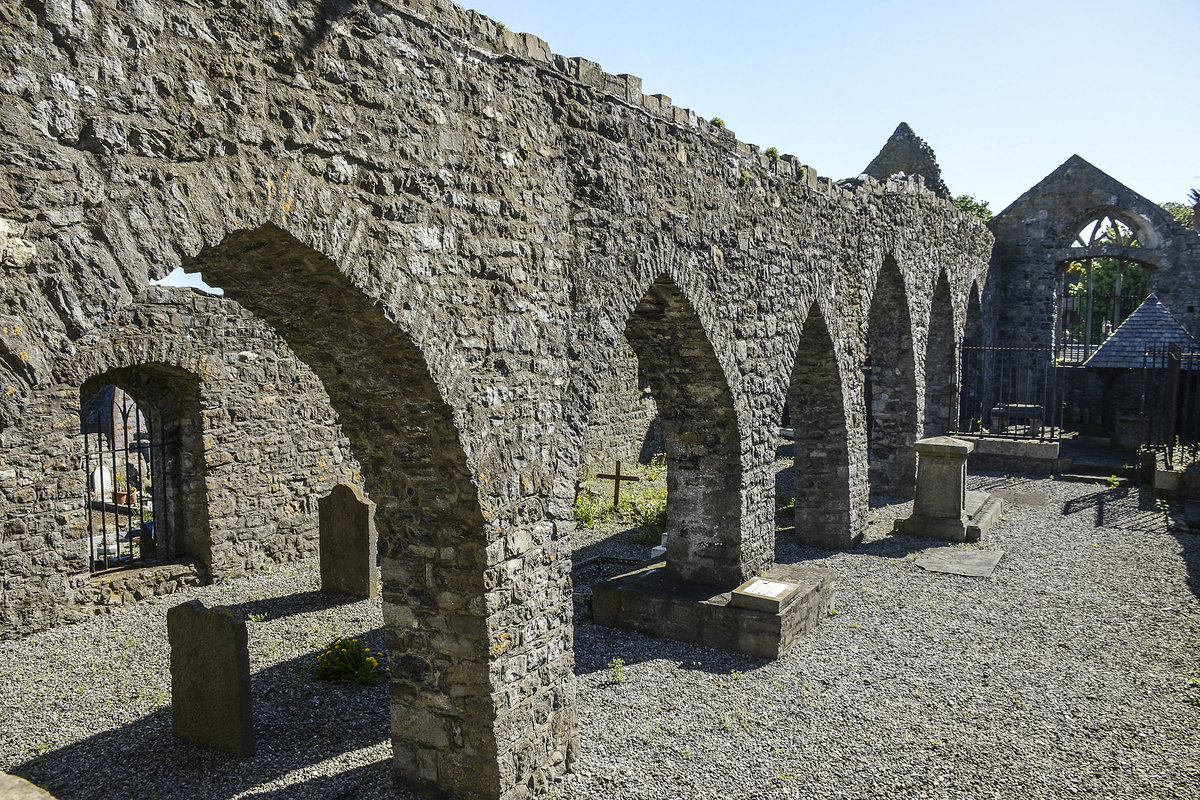 Die Ruinen von St. Mary's Abbey in Howth stlich von Dublin. Aufnahme: 12. Mai 2018.
