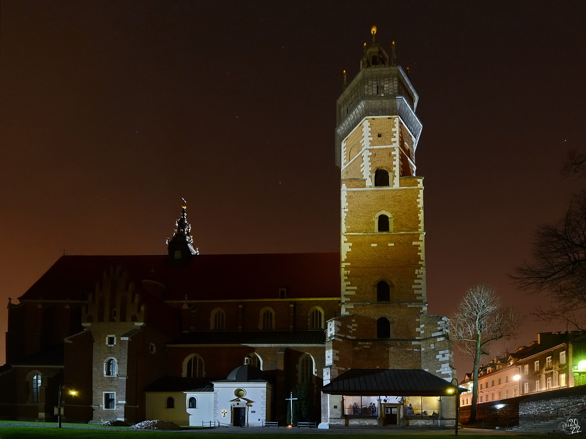 Die im Stil der Backsteingotik erbaute Augustinerkirche in Krakau stammt aus dem 14. Jahrhundert. (Mrz 2014)