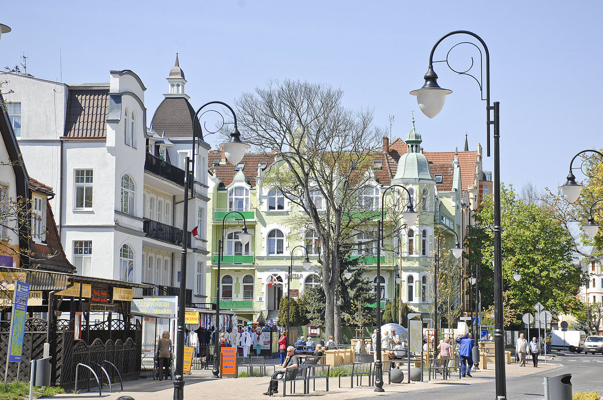 Die Strandpromenade in Świnoujście (Swinemnde). Aufnahme: 6. Mai 2016.