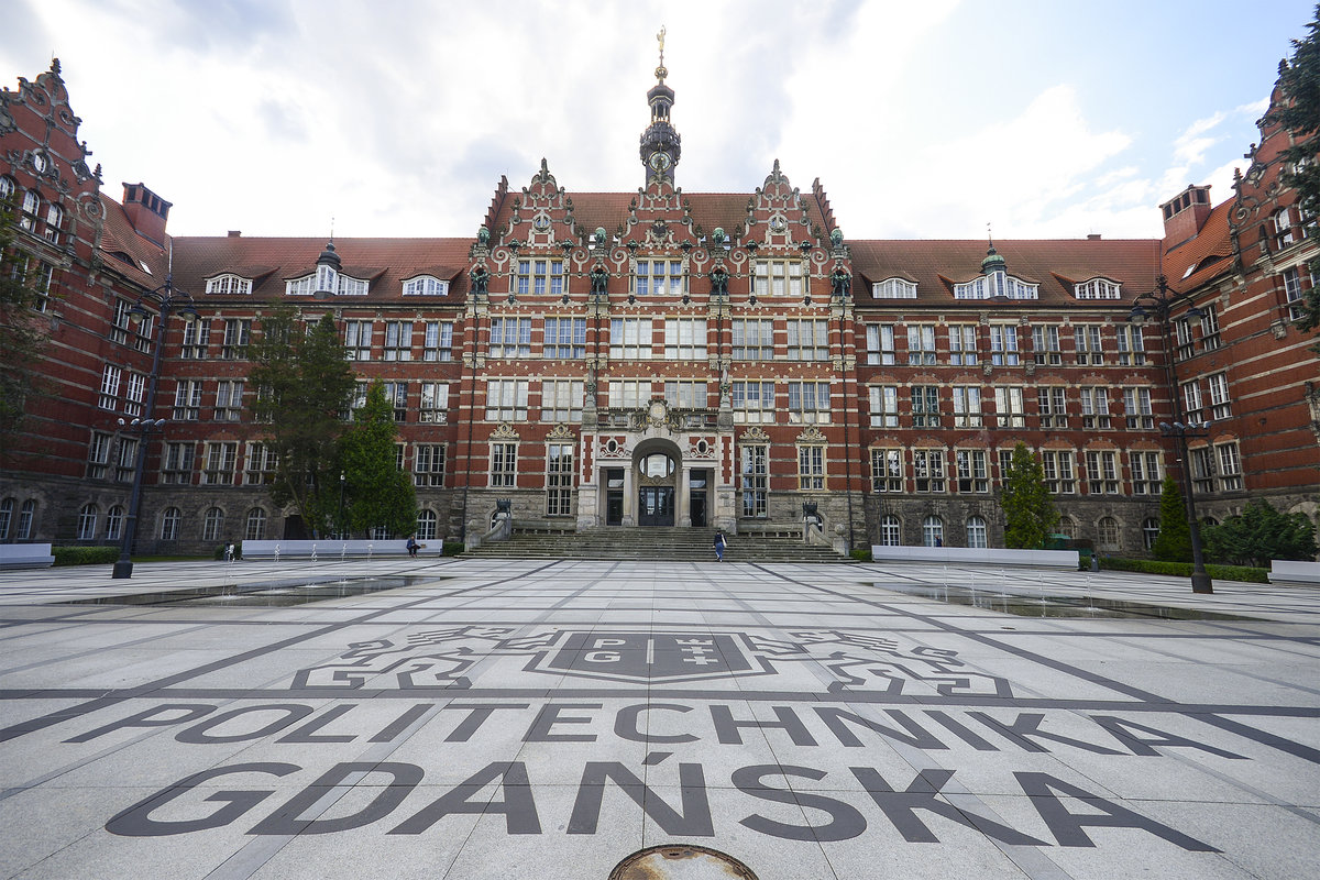 Die Technische Universitt in Danzig (polnisch: Politechnika Gdańska). Die kniglich preuische Technische Hochschule Danzig wurde im Jahre 1904 vom Preuischen Ministerium gegrndet. Aufnahme: 14. August 2019.