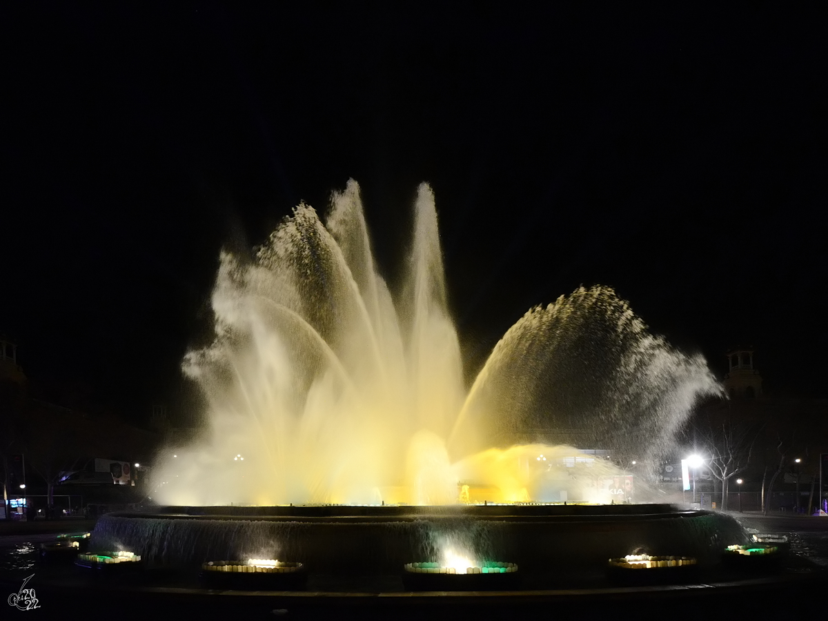 Die Vorfhrung des Magischen Brunnens (Font Mgica de Montjuc) in Barcelona sorgt fr Gnsehautmomente. (Februar 2012)