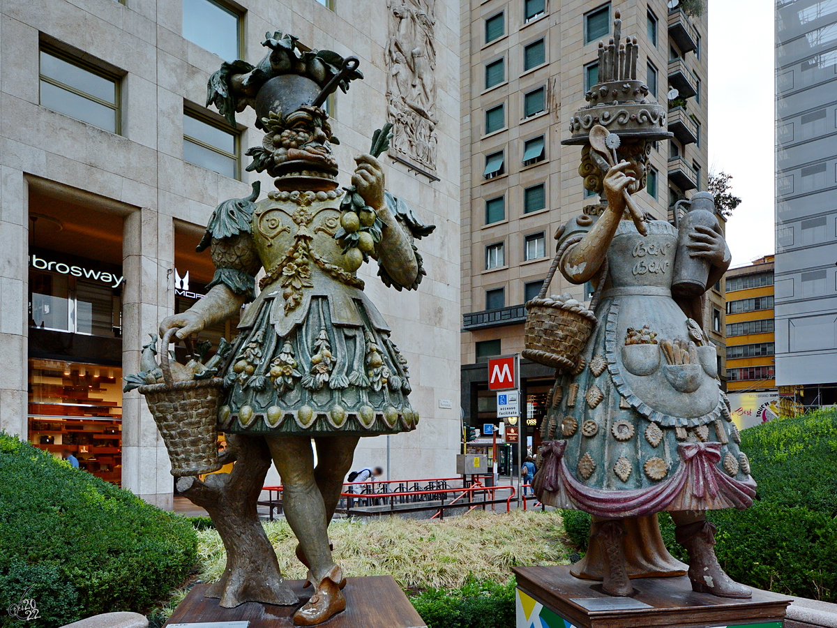 Diese Arcimboldo-Skulpturen waren Mitte Juni 2014 in Mailand zu sehen.