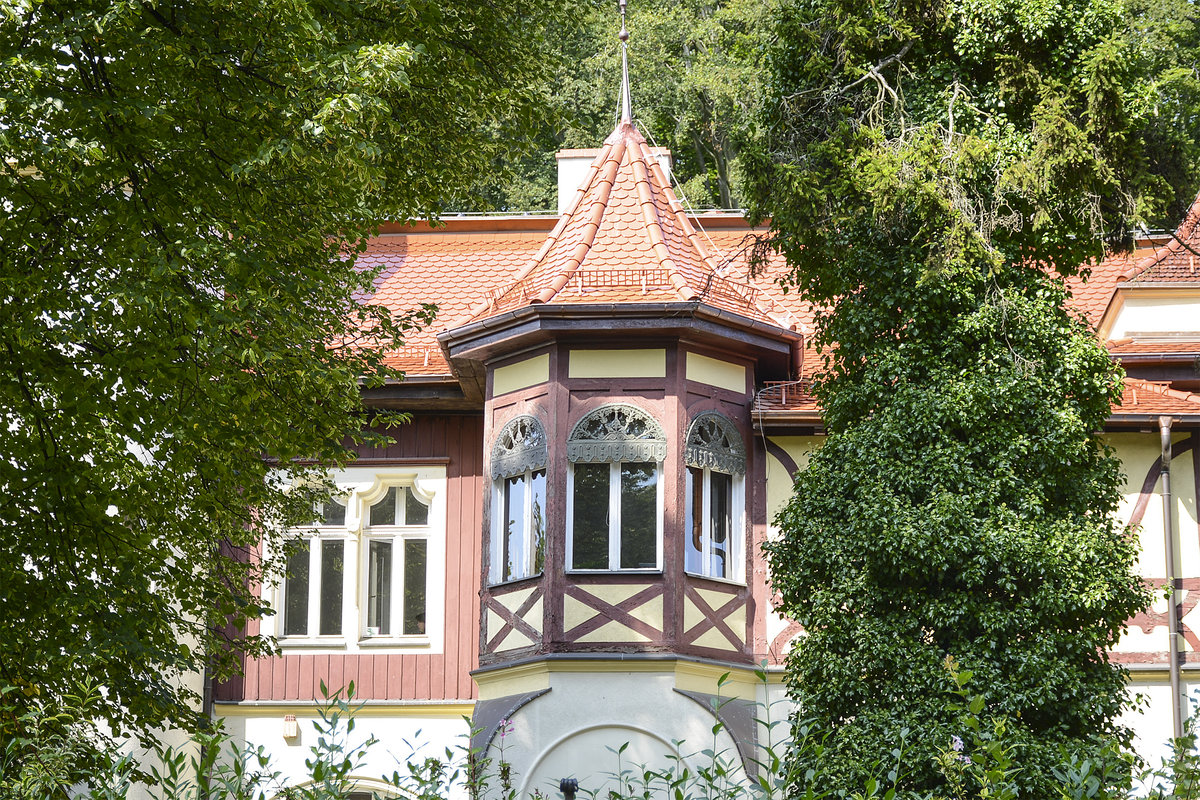 Diese Villa Steht in der Ulica Stanisława Pawłowskieg im Danziger Stadtteil Langfuhr (Gdańsk-Wrzeszcz). Aufnahme: 14. August 2019.