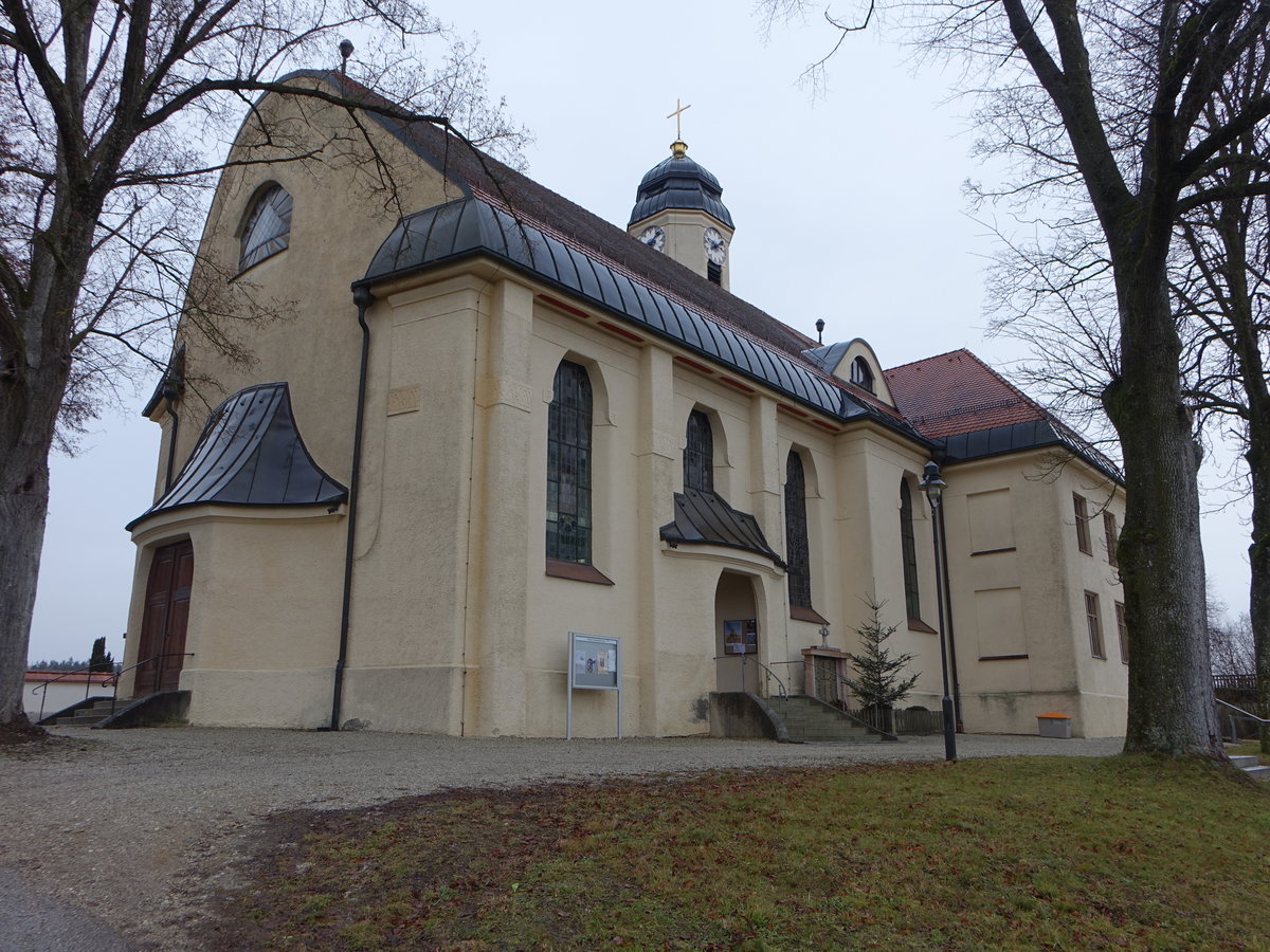 Dietelskirchen, Jugendstilkirche Maria Immaculata, erbaut von 1912 bis 1914 durch Joseph Elsner (23.12.2016)