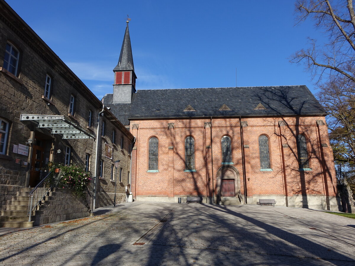 Dingelstdt, Klosterkirche St. Petrus, neuromanisch erbaut von 1899 bis 1900 durch Paschalis Gratze (13.11.2022)