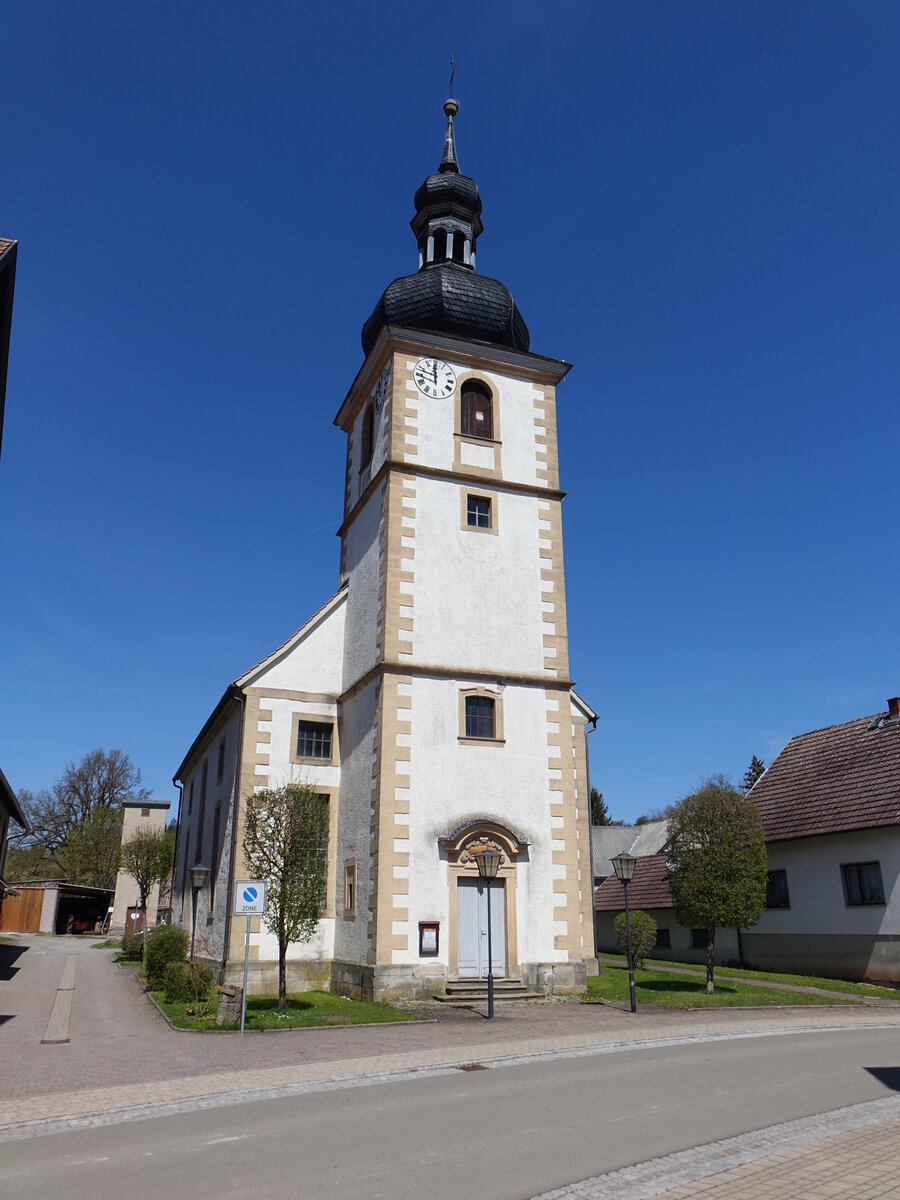 Dingsleben, evangelische Dorfkirche St. Nicolaus und St. Margarethe, erbaut 1740 (09.05.2021)