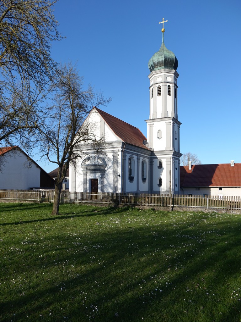 Dirschhofen, Kath. Filialkirche St. Laurentius, erbaut 1716 (15.04.2015)