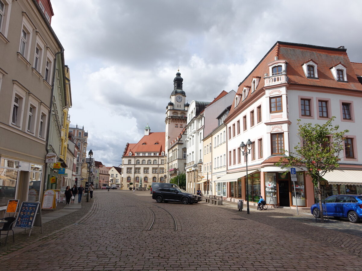 Dbeln, Gebude und Rathausturm am Obermarkt (19.09.2023)