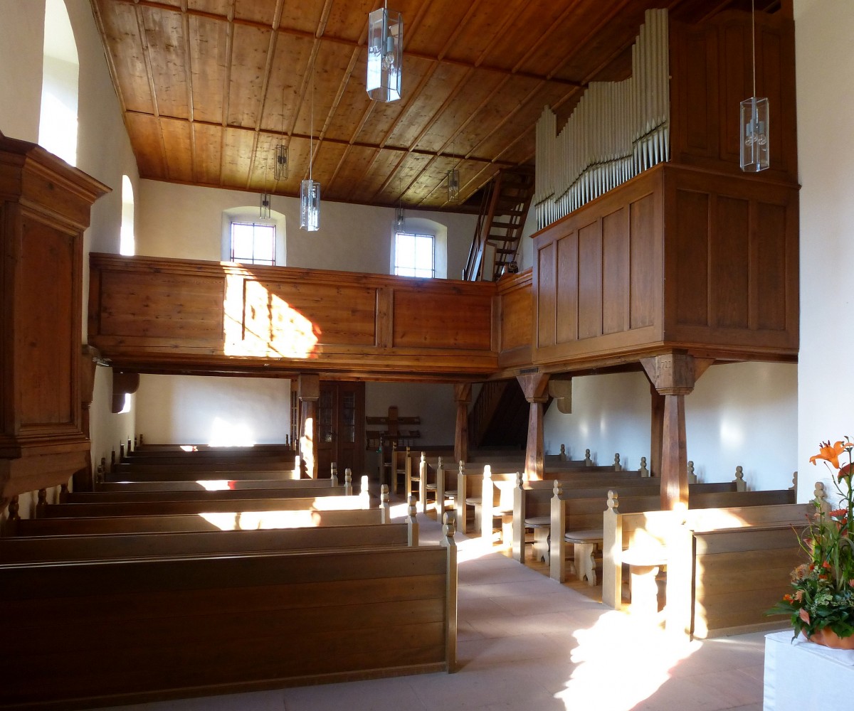 Drrenbach, Blick zur Orgelempore in der Wehrkirche St.Martin, Sept.2015