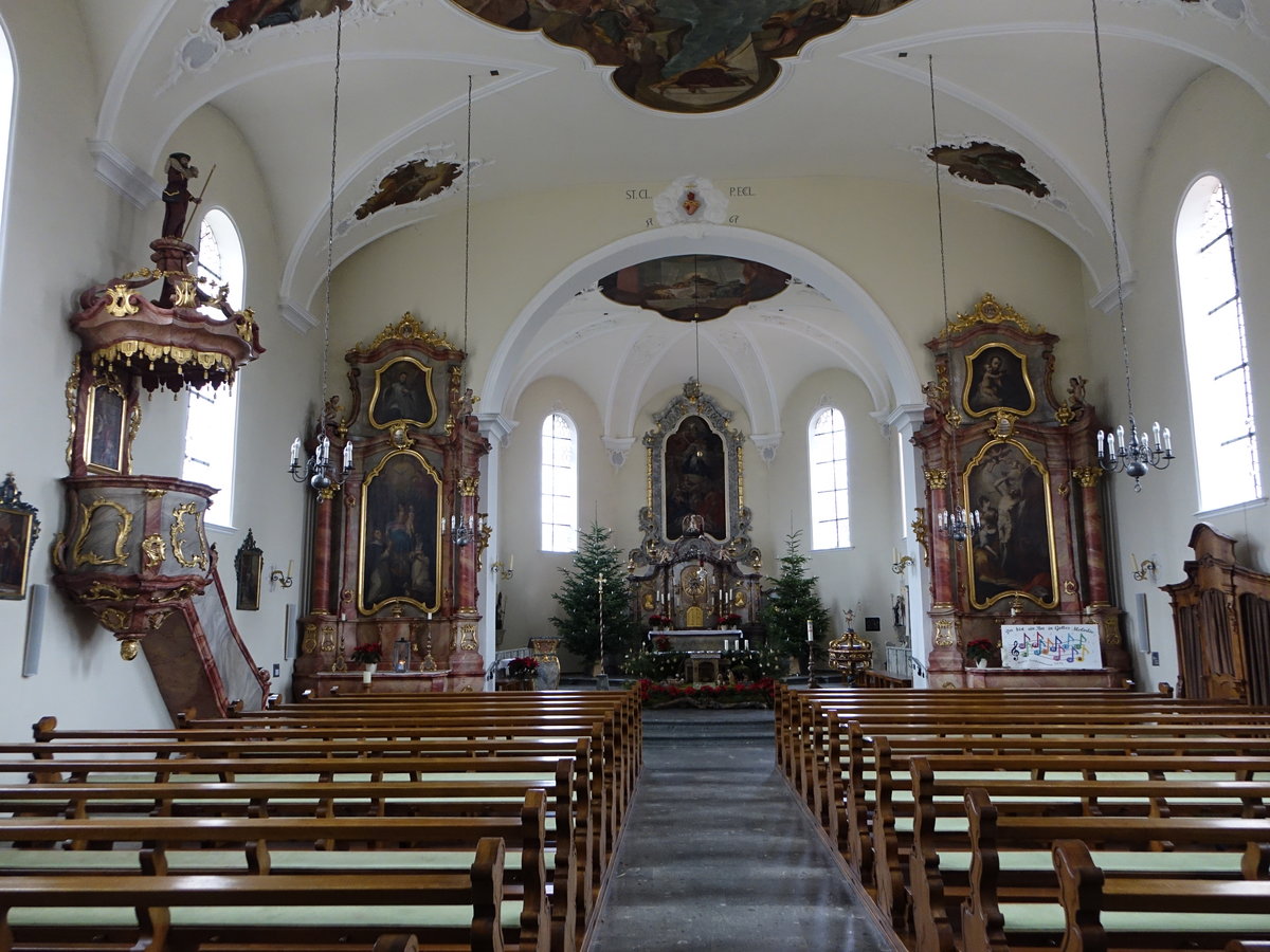 Dogern, Altre und Kanzel in der kath. St. Clemens Kirche (31.12.2018)