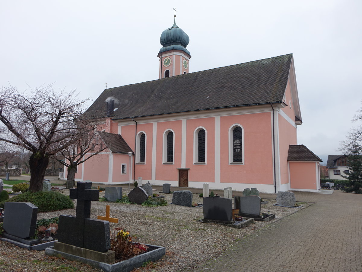 Dogern, kath. Pfarrkirche St. Clemens, erbaut von 1765 bis 1767 durch den Baumeister Franz Anton Bagnato (31.12.2018)