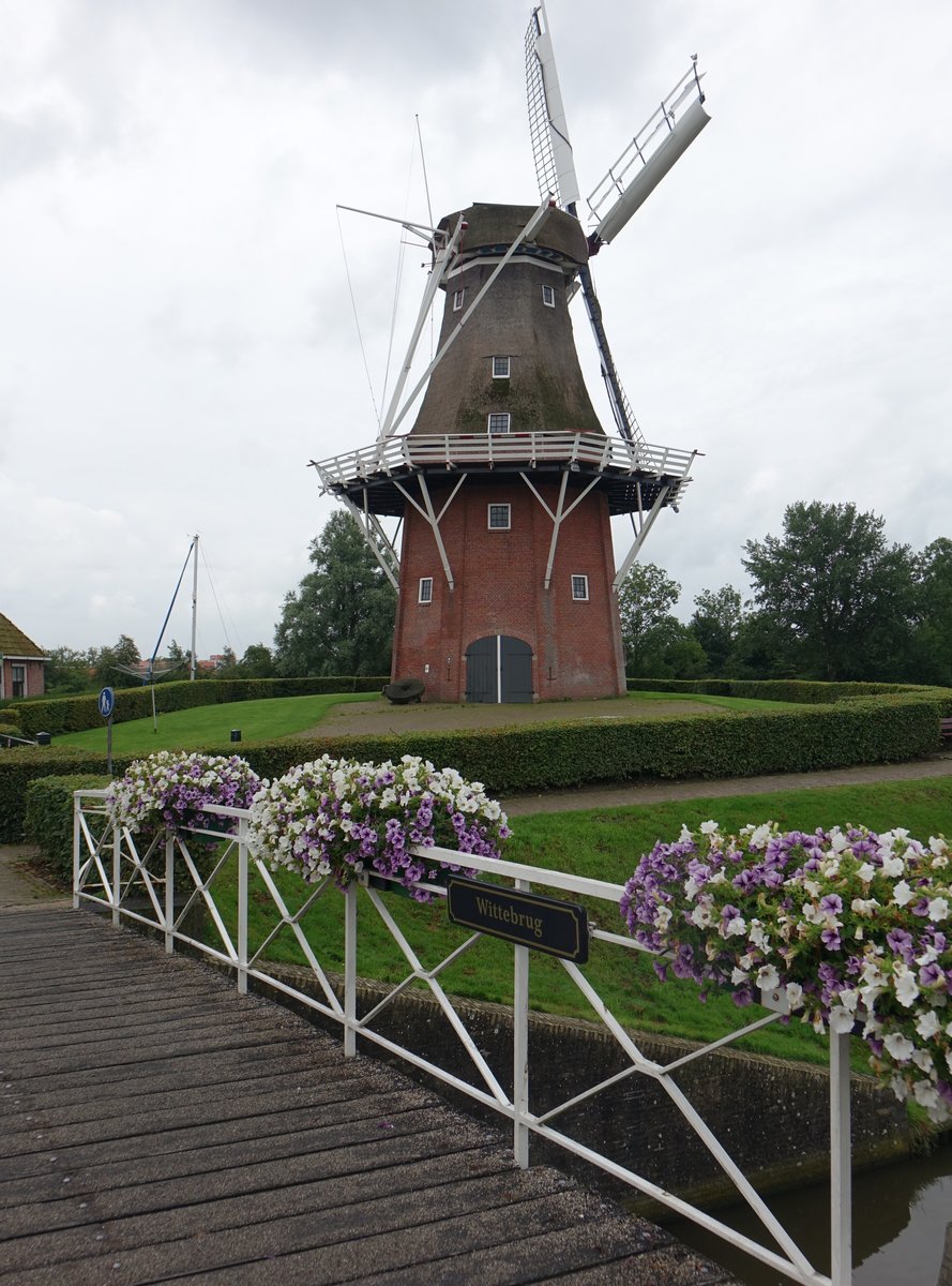 Dokkum, historische Windmhle Zeldenrust am Vleesmarkt (26.07.2017)