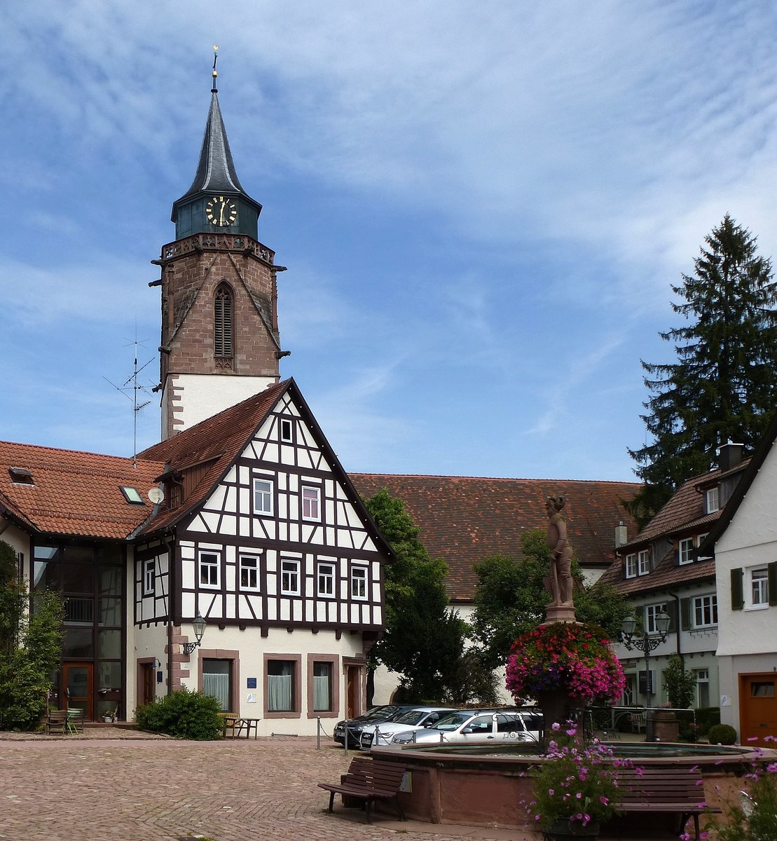 Dornstetten, Blick vom Marktplatz zur Martinskirche, Sept.2017