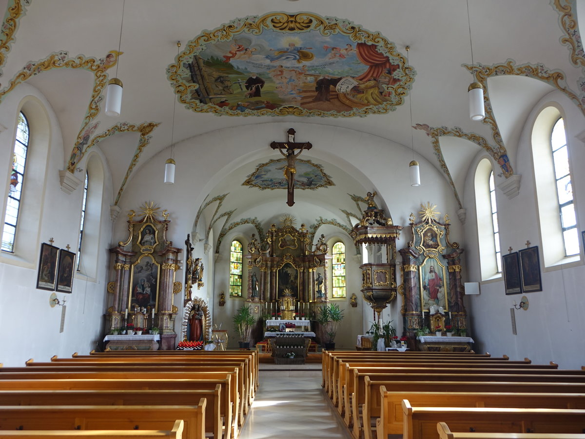 Drachselsried, neubarocker Innenraum der kath. St. gidius Kirche (04.11.2017)