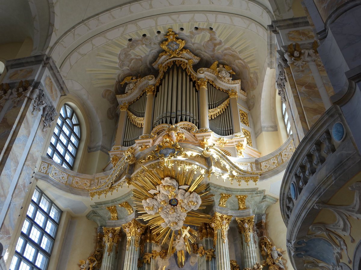 Dresden, Silbermann Orgel in der Frauenkirche, erbaut von 1732 bis 1736 (02.10.2020)
