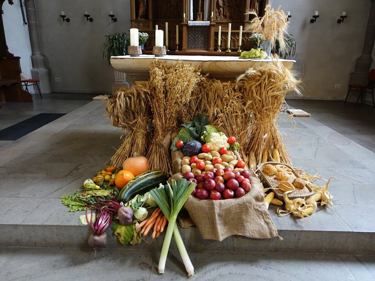 Dringenberg, Erntedankaltar in der evangelischen Kirche (05.10.2021)