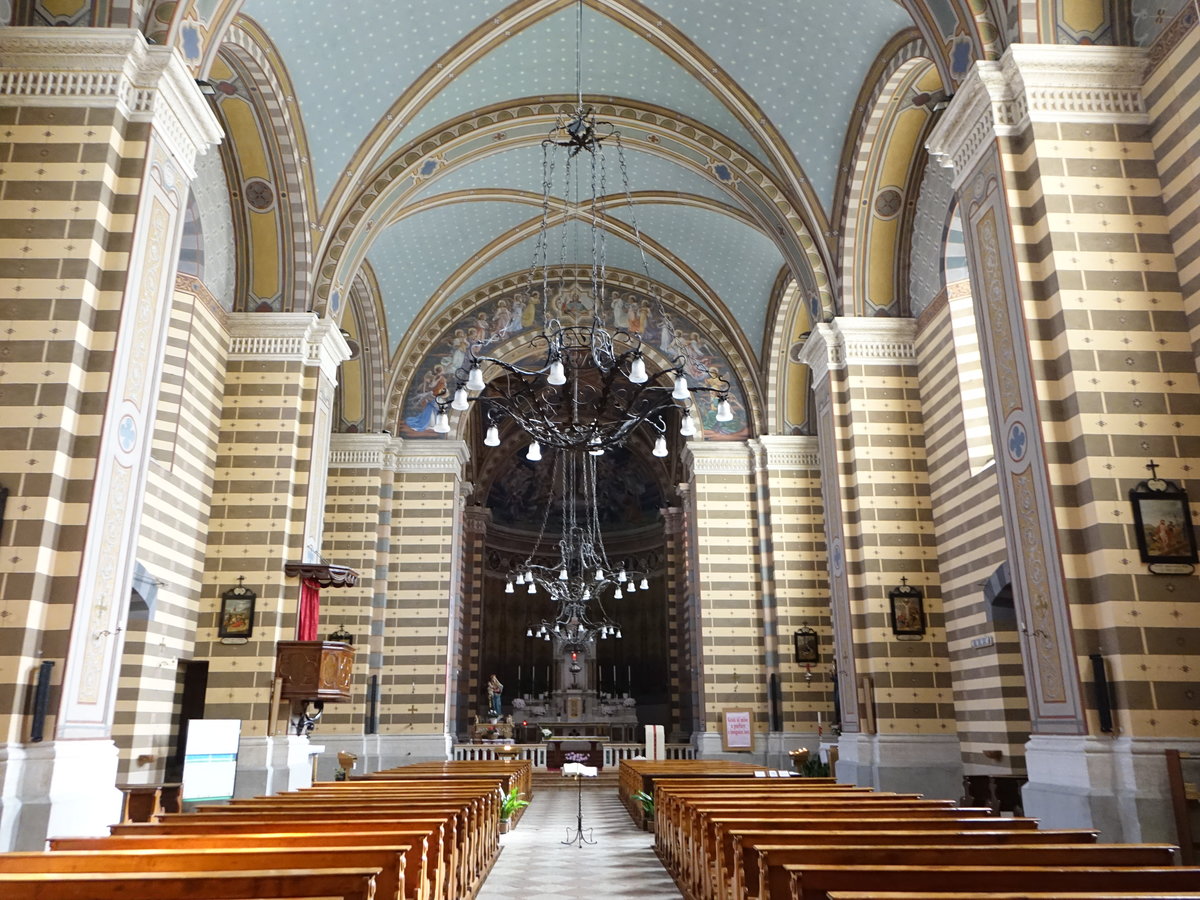 Dro, Innenraum der Chiesa della Imaculata, Ausstattung von 1910 (01.11.2017)