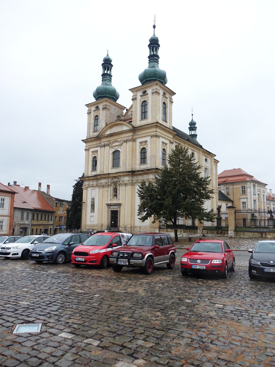 Duchcov, Pfarrkirche Maria Himmelfahrt, erbaut zu Beginn des 18. Jahrhunderts durch Johann Josef von Waldstei (27.09.2019)