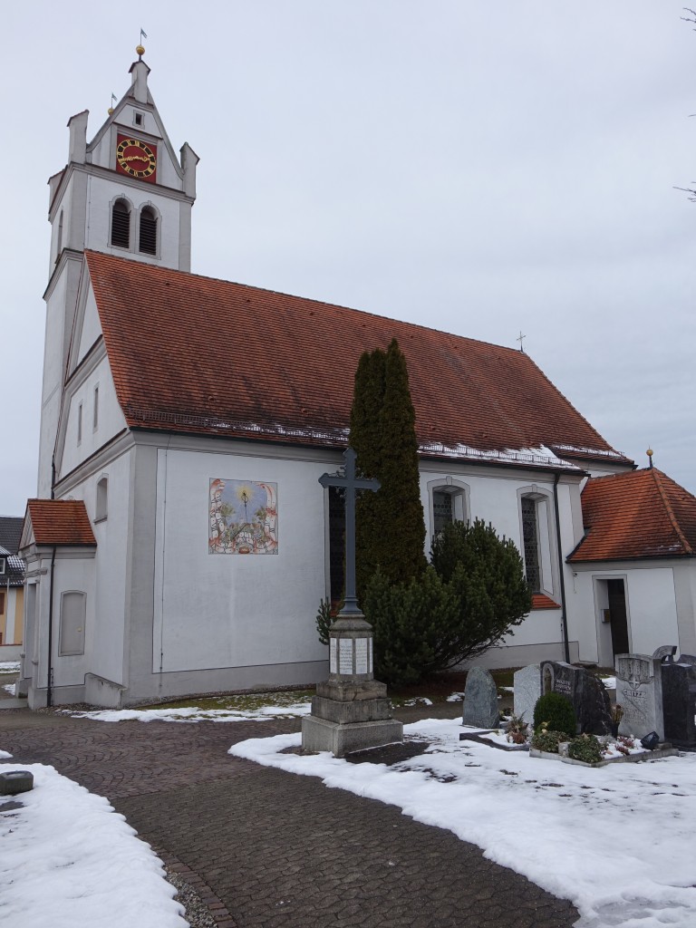 Drnau, kath. St. Johannes Kirche, erbaut im 18. Jahrhundert (24.01.2016)