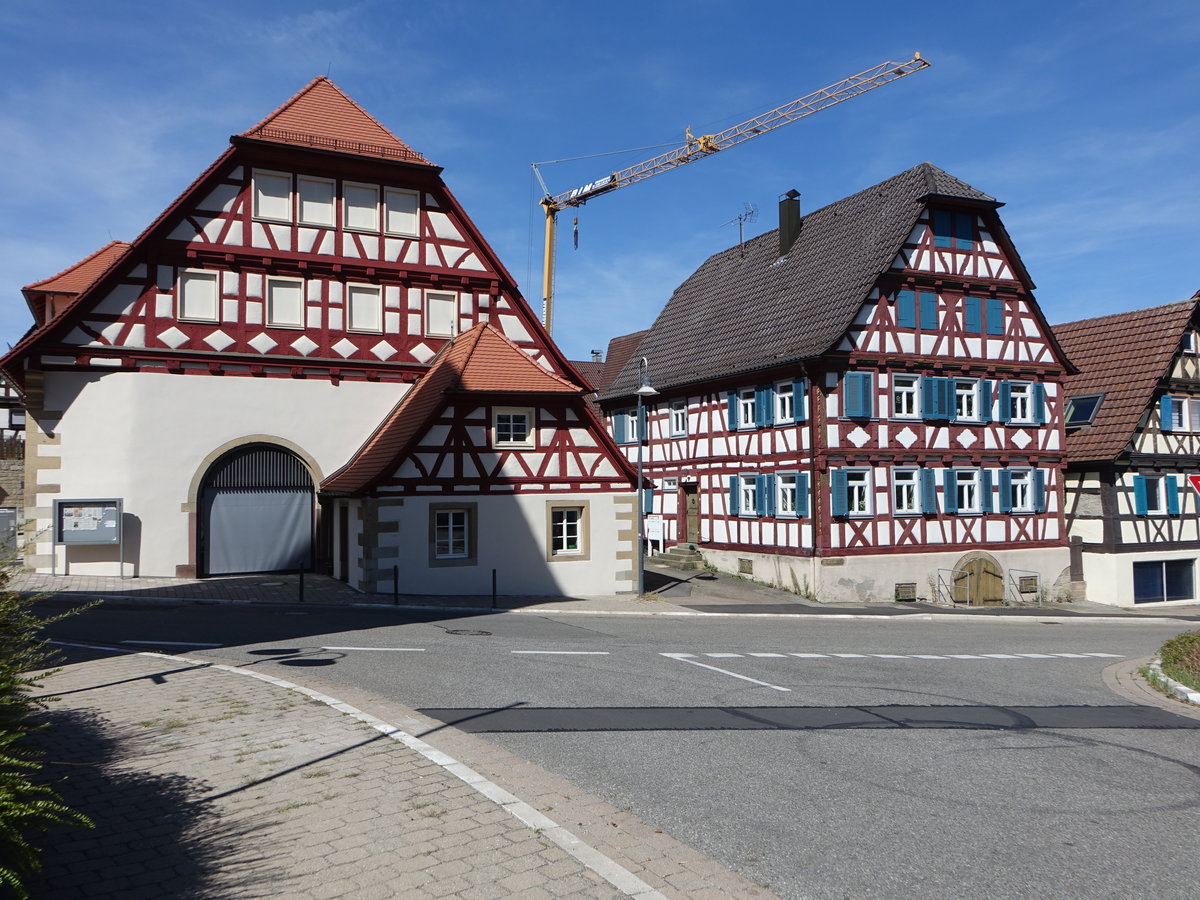 Drrn, historisches Rathaus und Fachwerkhuser in der Hauptstrae (12.08.2017)