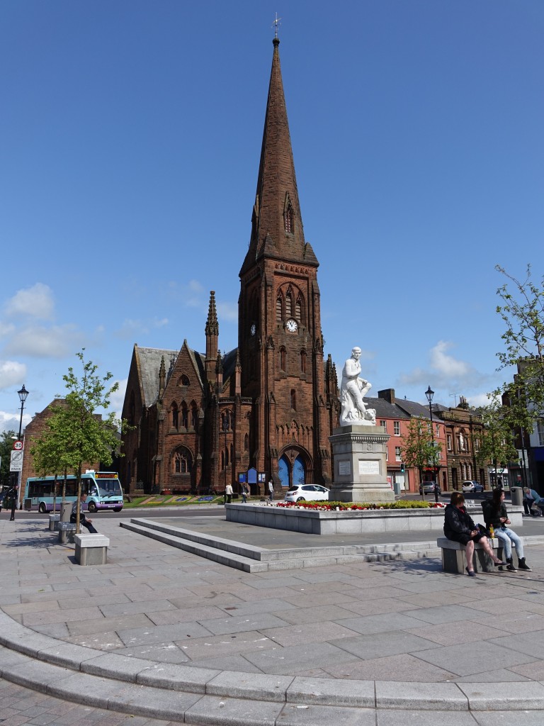 Dumfries, neugotische Greyfriars Church an der High Street, erbaut 1868 (11.07.2015)