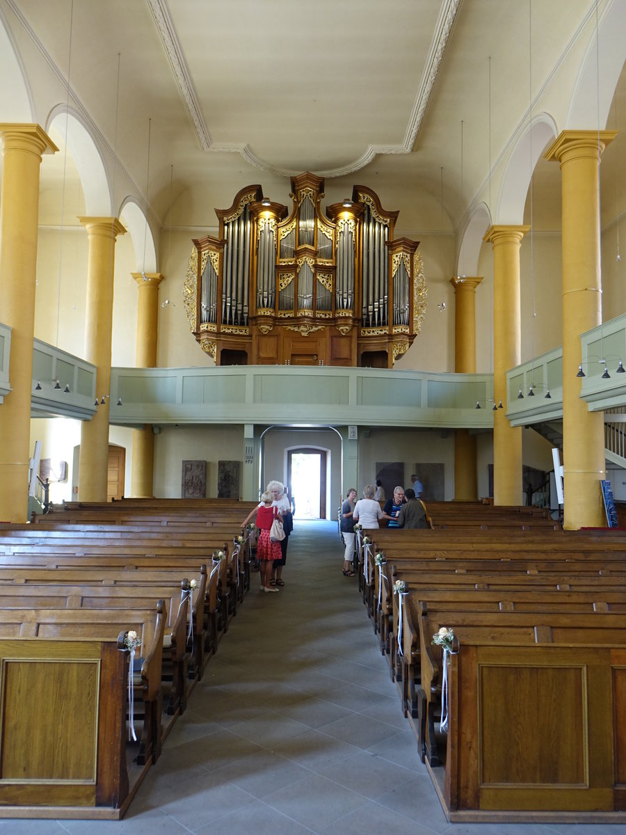 Durlach, Orgelempore in der evangelischen Stadtkirche (12.08.2017)