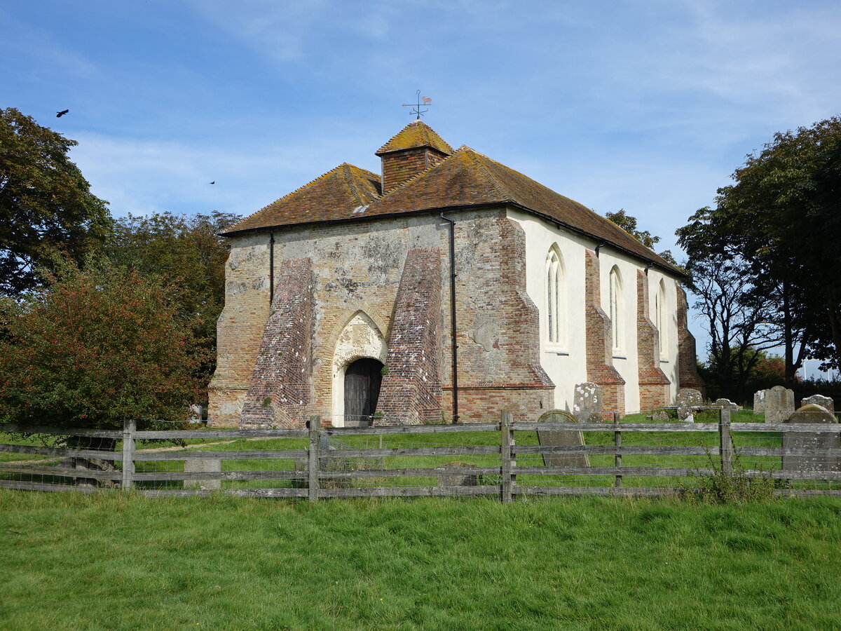 East Guldeford, Pfarrkirche St. Mary, erbaut bis 1505 (03.09.2023)