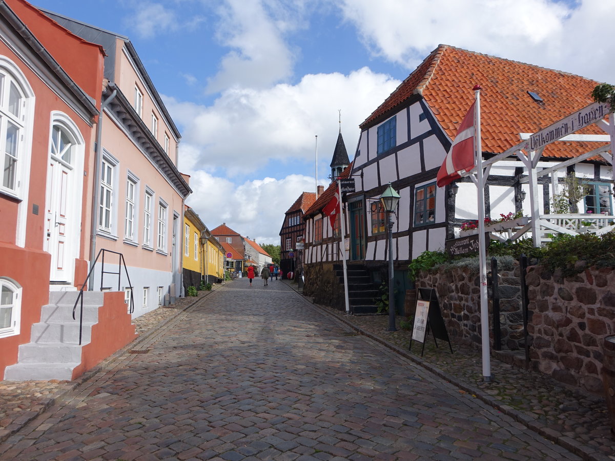 Ebeltoft, Fachwerkhuser in der Juulsbakke Strae (24.09.2020)