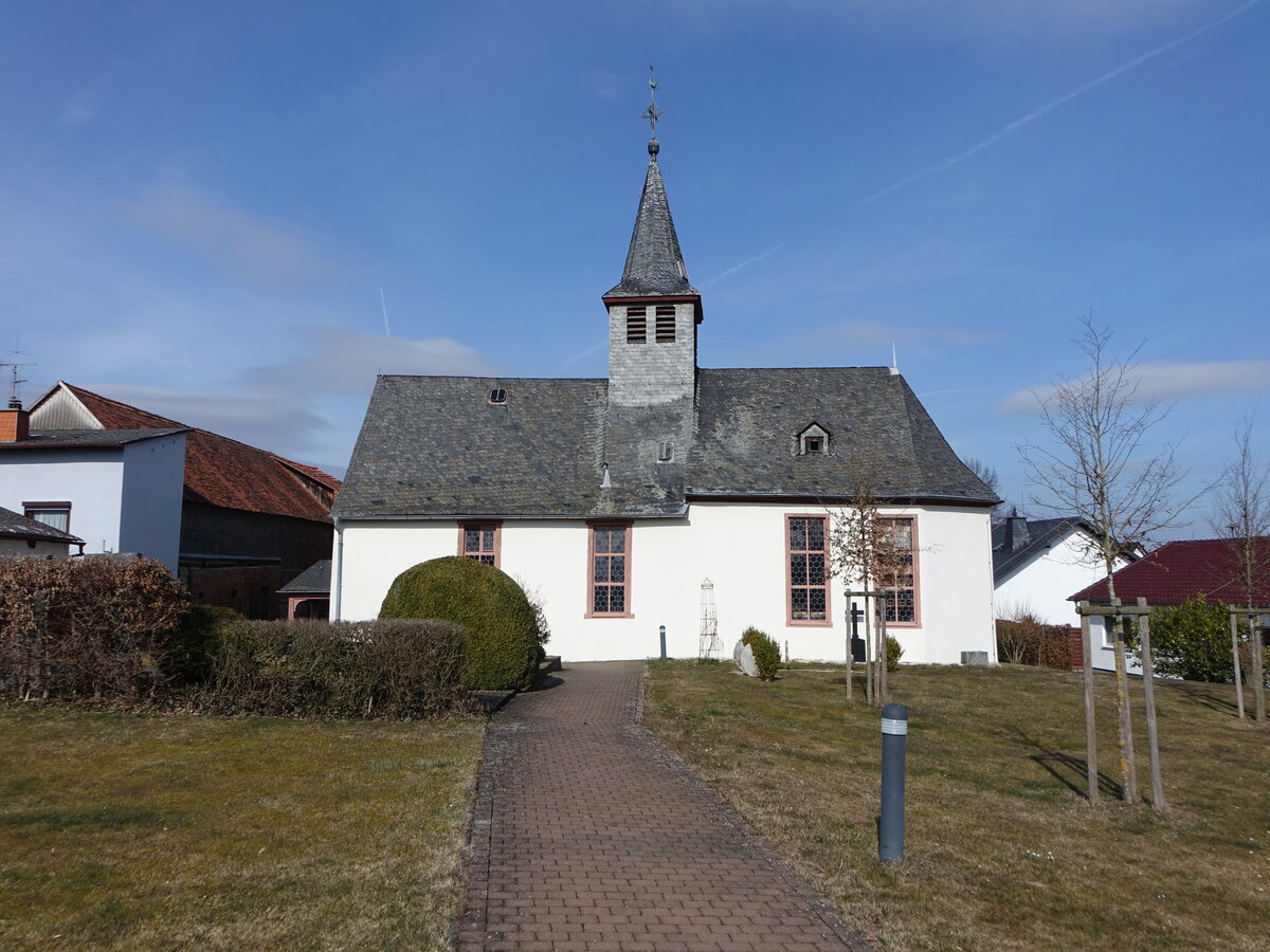 Ebersgns, evangelische Kirche in der Schustergasse, erbaut im 13. Jahrhundert, 1772 erweitert (12.03.2022)