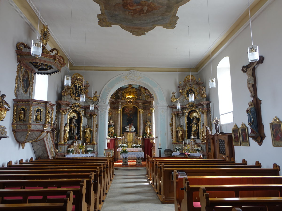 Ebing, barocke Altre und Kanzel in der Pfarrkirche St. Jakobus (09.04.2018)