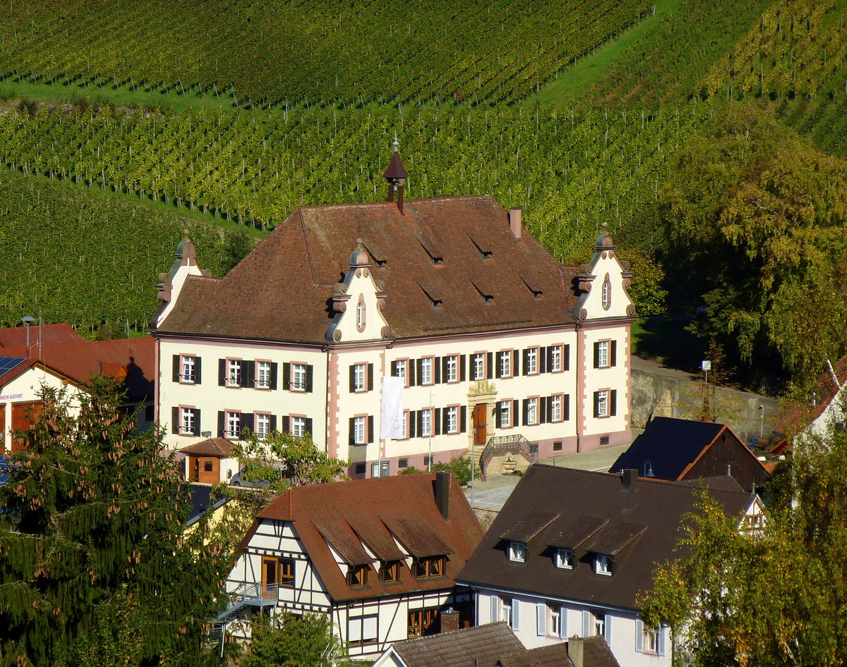 Ebringen, das 1711-13 erbaute Schlo dient der ca. 3000 Einwohner zhlenden Gemeinde als Rathaus, Okt.2014