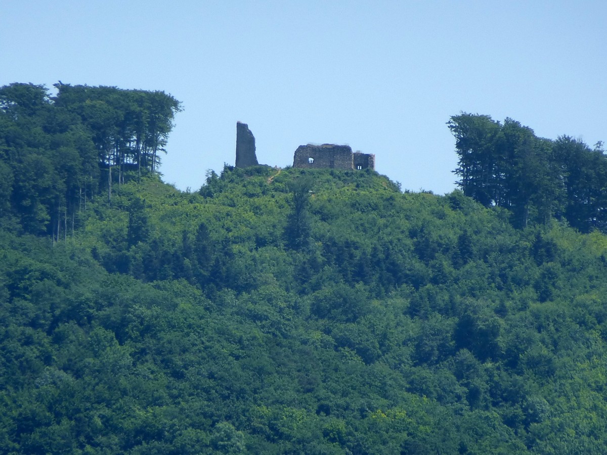 Ebringen/Markgrflerland, hoch ber dem Ort auf einem Nebengipfel des Schnberges (516m) steht die Ruine Schneeburg, 1312 erstmals erwhnt, Juni 2013