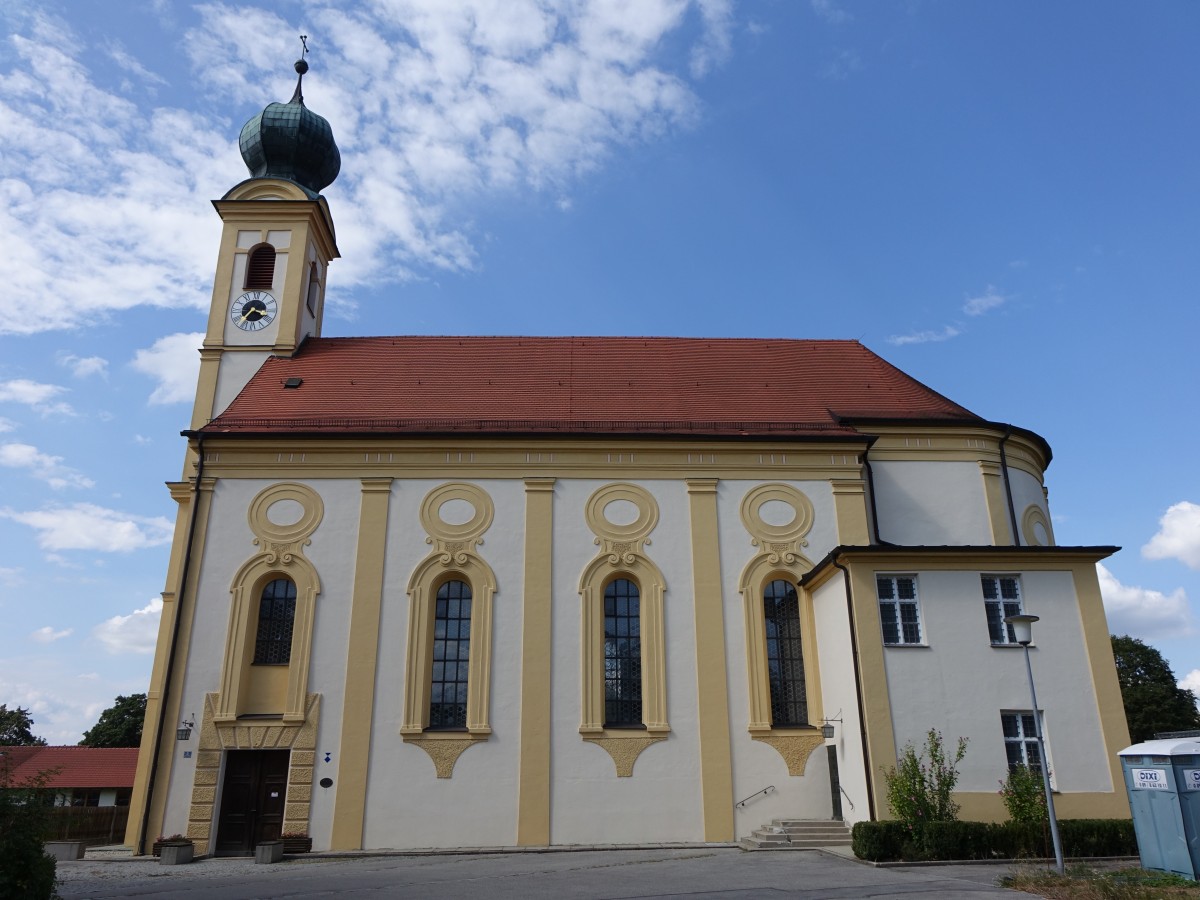 Ecksberg, kath. Wallfahrtskirche St. Salvator, barocker Wandpfeilerbau, erbaut von 
1683 bis 1684 durch Cristophorus Zuccalli (15.08.2015)