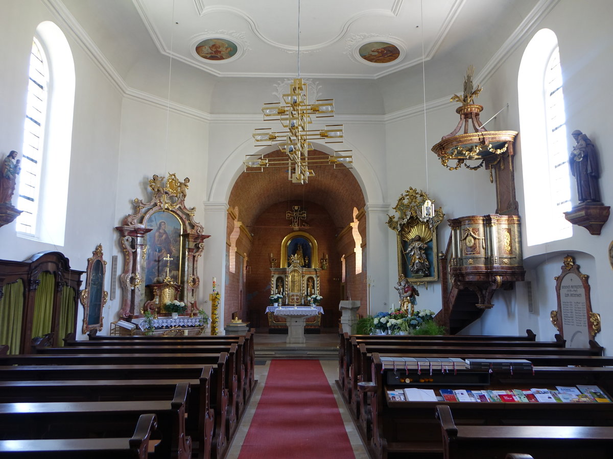 Effeldorf, barocker Innenraum der Pfarrkirche St. Jakobus der ltere (27.05.2017)