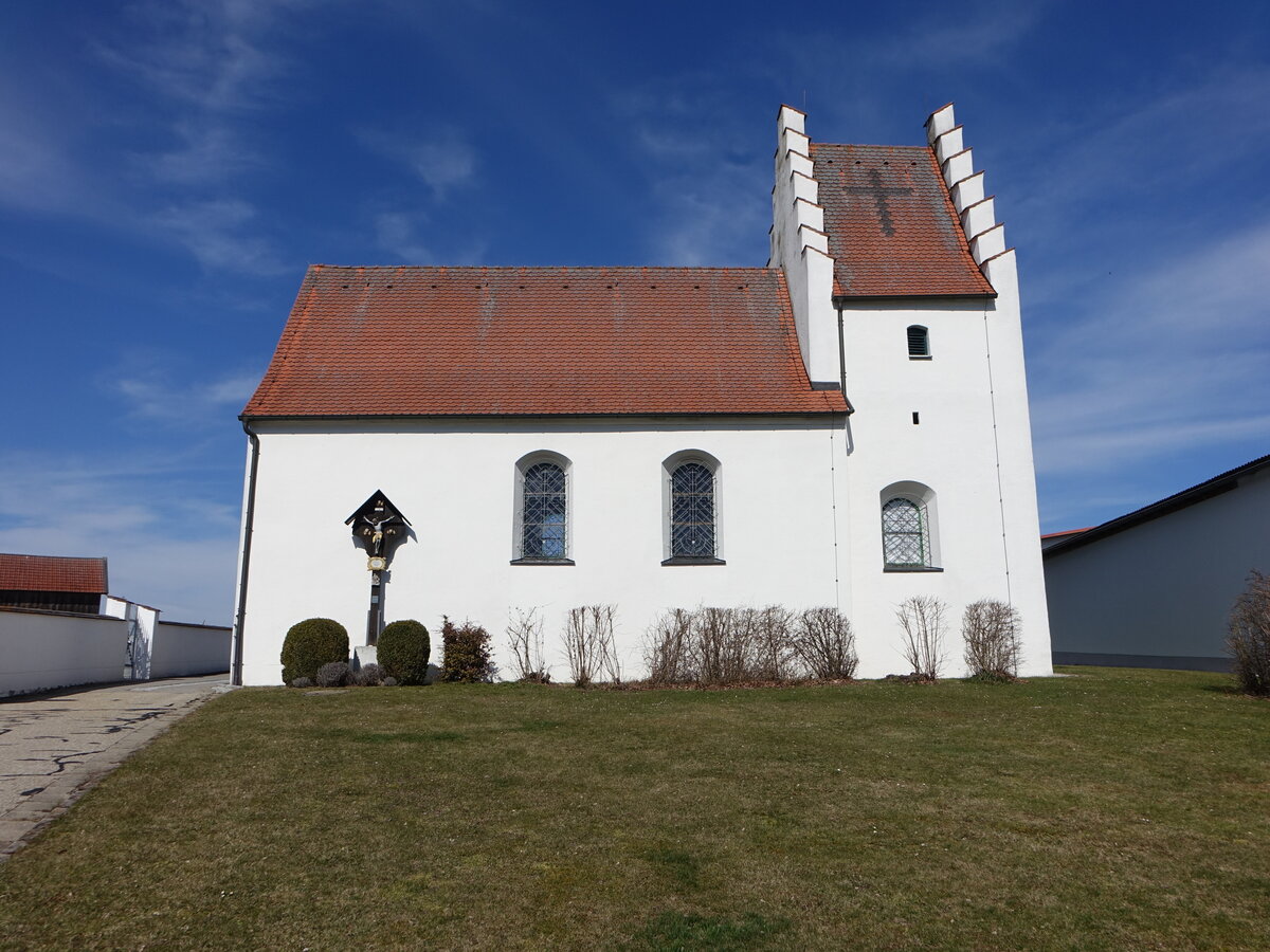 Eglofsdorf, Pfarrkirche St. Martin, erbaut im 17. Jahrhundert unter Benutzung des romanischen Turms (12.03.2017)