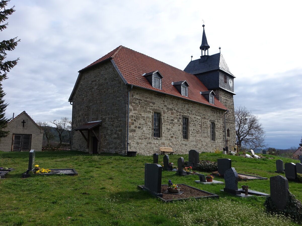 Ehrenstein, evangelische Kirche, Chorturmkirche aus dem 13. Jahrhundert (23.04.2023)