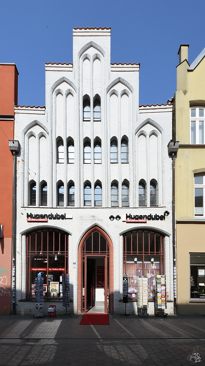 Ein altes gotisches Stadthaus im Stadtkern von Wismar. (Mrz 2022)