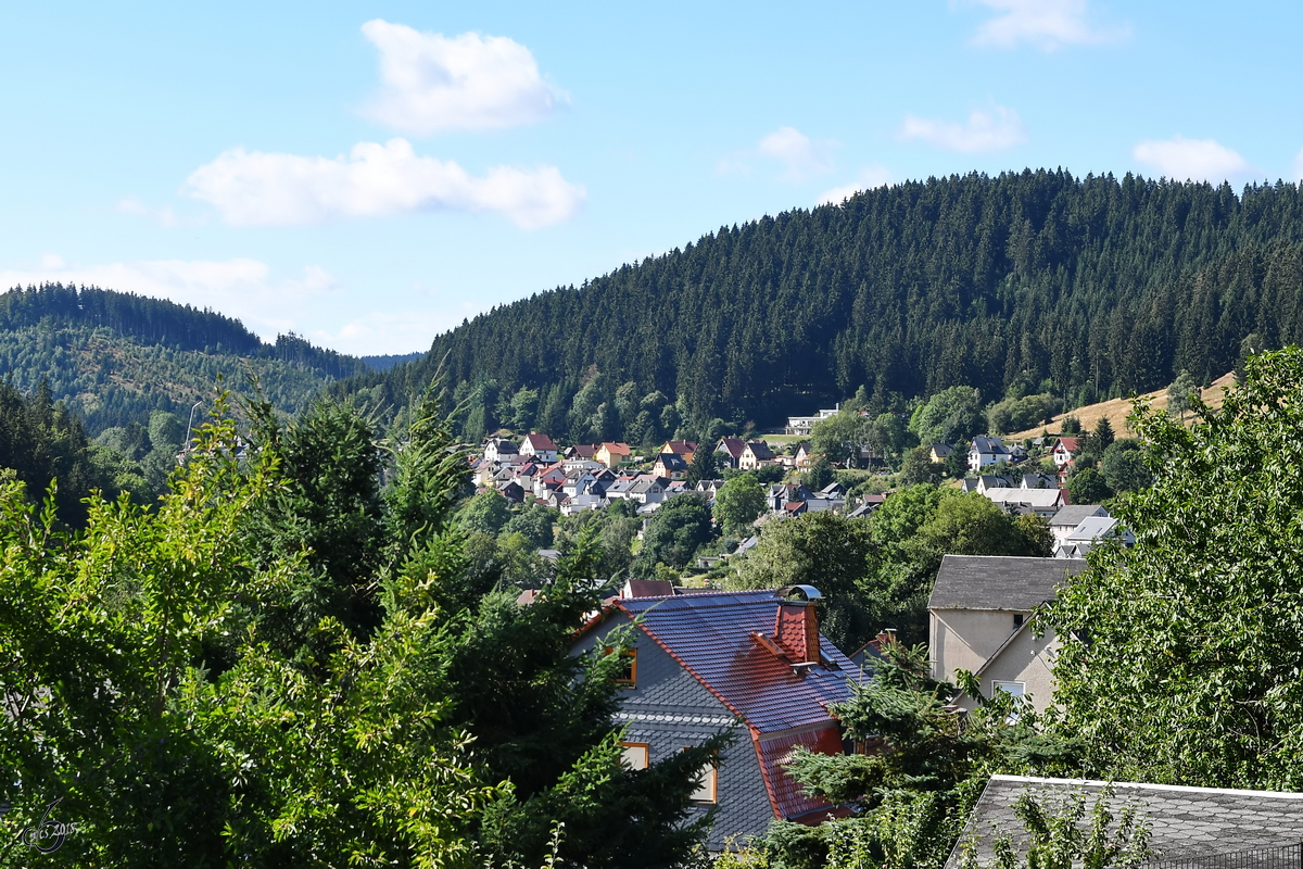 Ein Blick auf den thringischen Ort Manebach. (August 2018)