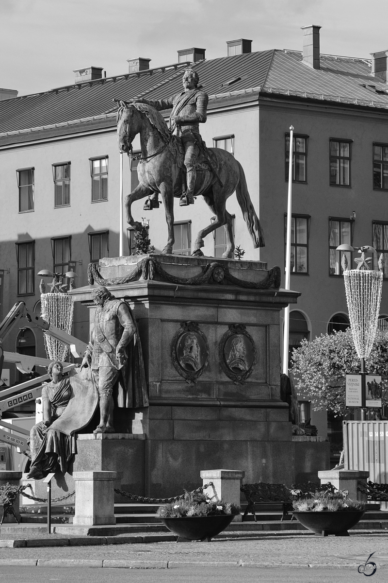 Ein Denkmal fr Gustav II. Adolf, 1611 bis 1632 Knig von Schweden und eine der wichtigsten Figuren der schwedischen Geschichte und des Dreiigjhrigen Krieges. (Stockholm, Oktober 2011)