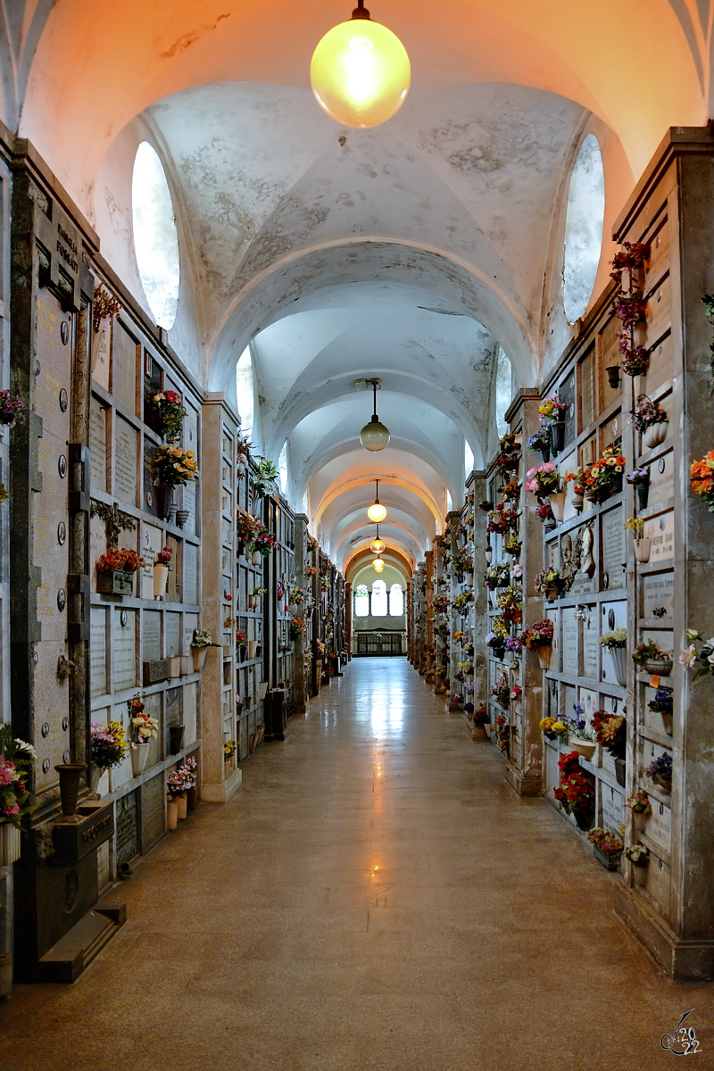 Ein Kolumbarium auf dem Zentralfriedhof von Mailand. (Juni 2022)