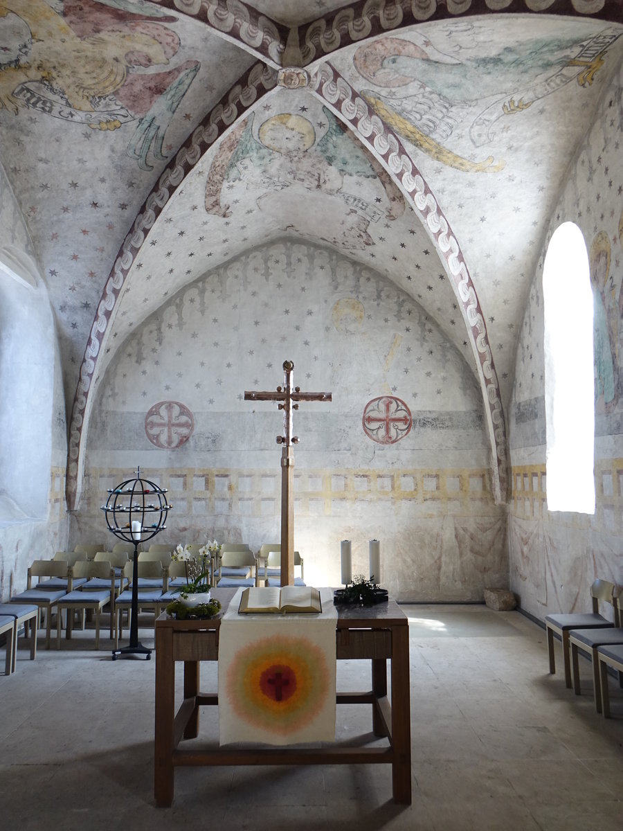 Einberg, gotische Fresken aus dem 15. Jahrhundert in der Ev. Marienkirche (08.04.2018)